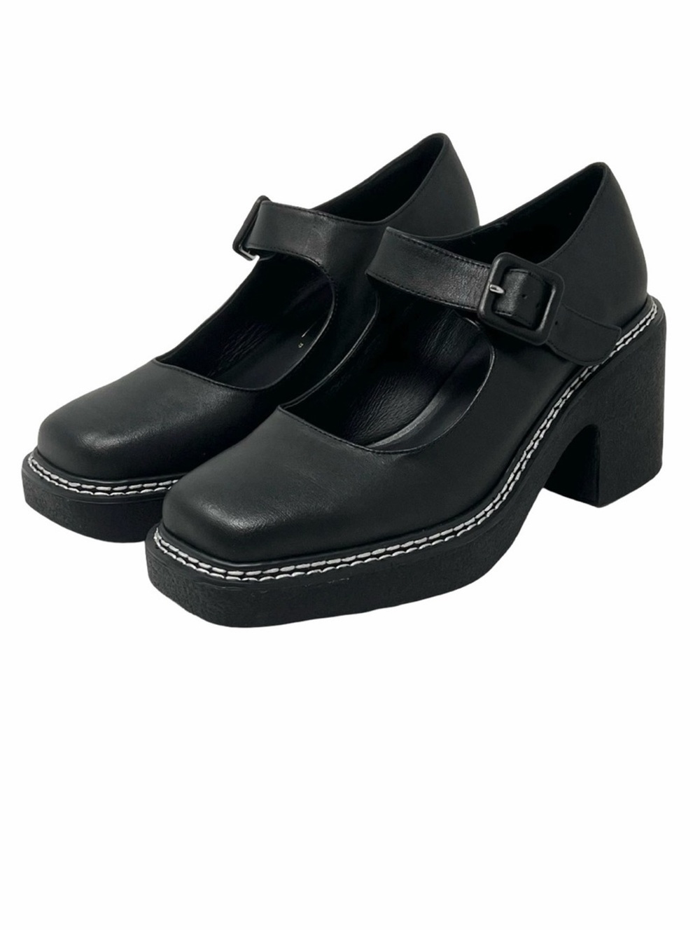 Intentionally Blank Categorial Platform Mary Janes Size 6 Black Leather NEW
